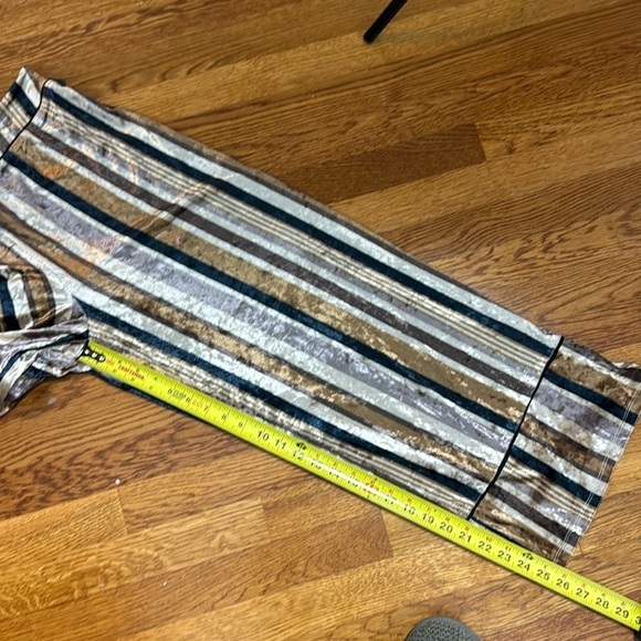 NWT Lulus Frou Frou Tan Multi Striped Velvet Cropped Wide-Leg Pants Large - Picture 11 of 12